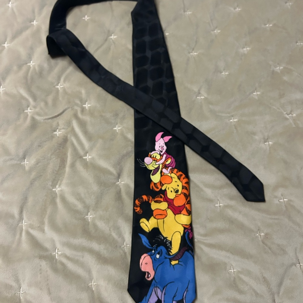 Disney Black Tie with Winnie the Pooh Characters